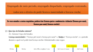Empregado de meio periodo, empregado despachado, empregado contratado,  todos tem o direito de pedir licenca-maternidade e licenca-creche